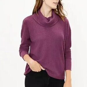 LOFT Plum Lightweight Waffle Knit Turtleneck Sweater Womens XL Pullover Top